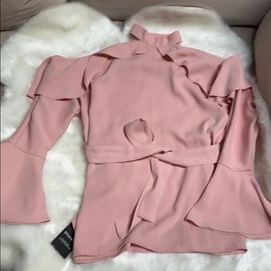 Storets cold shoulder pink bell sleeve top
